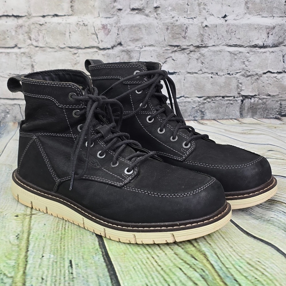 Keen Utility San Jose 6" Work Boots Mens 9D Black Leather Moc Toe EH Soft Toe